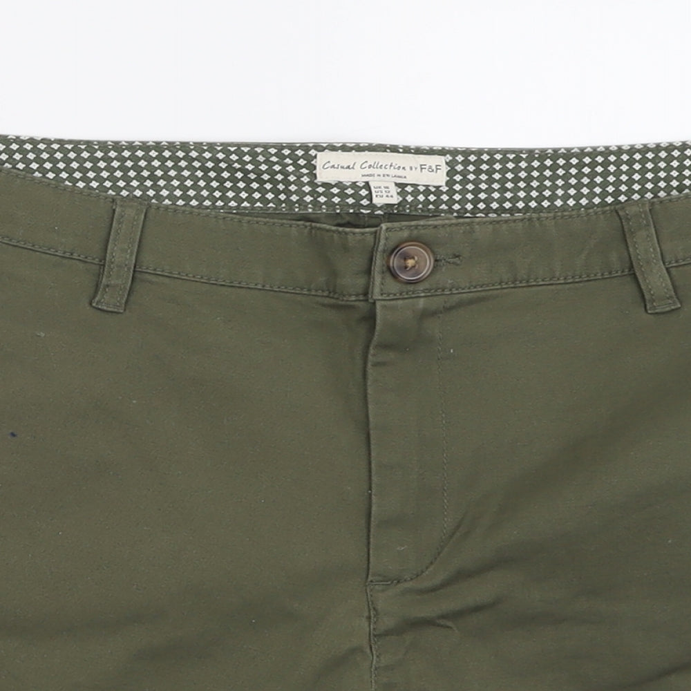 F&F Womens Green  Cotton Bermuda Shorts Size 16 L3 in Regular Button