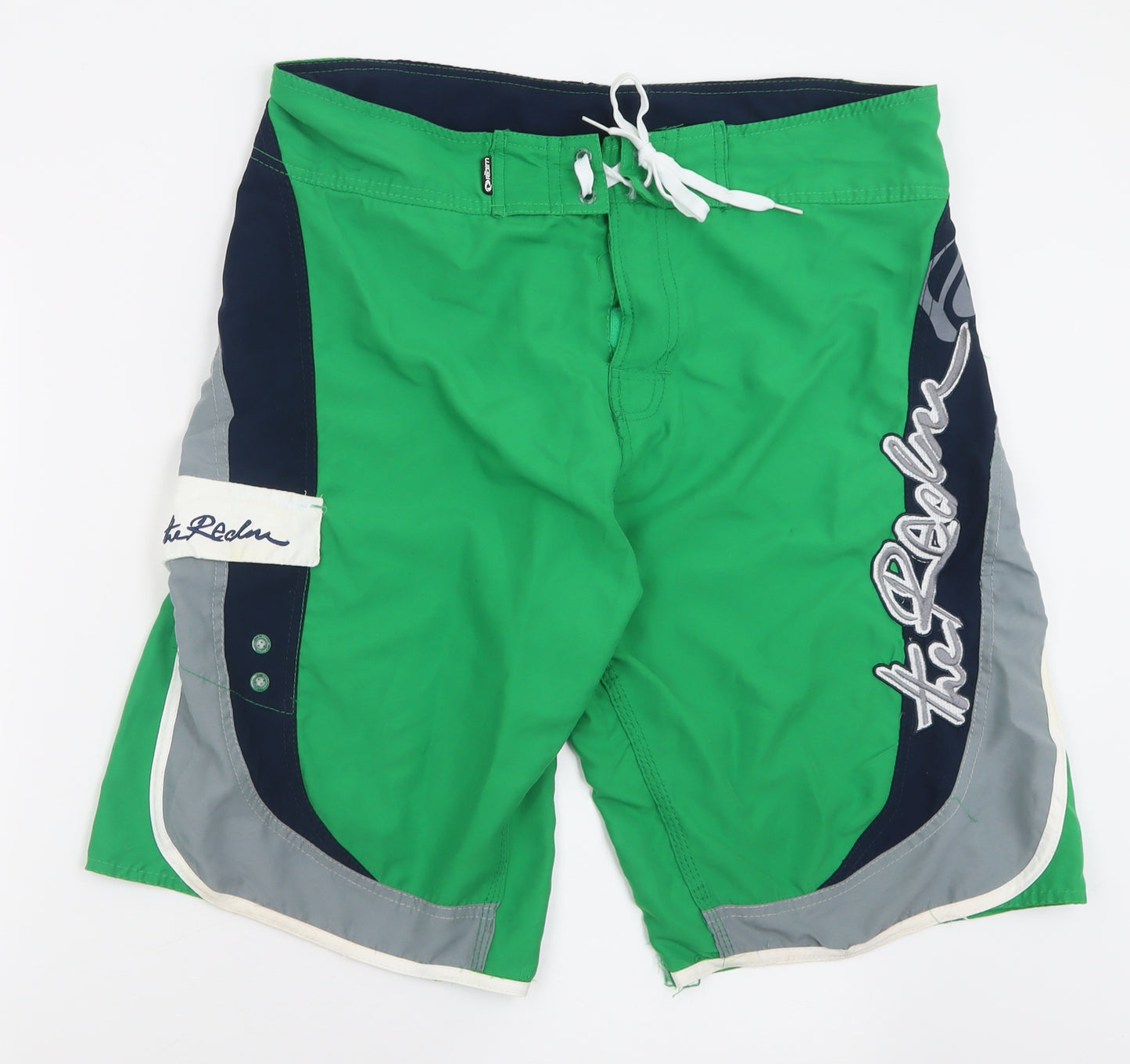 Real M Mens Green  Polyester Bermuda Shorts Size XL L10 in Regular Tie