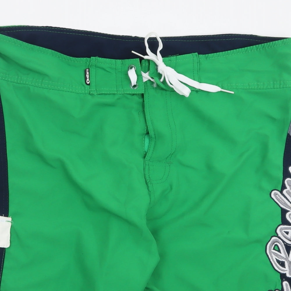 Real M Mens Green  Polyester Bermuda Shorts Size XL L10 in Regular Tie
