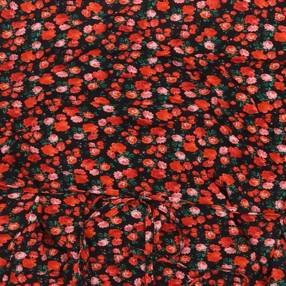 Primark Womens Red Floral Viscose Basic Blouse Size 14 V-Neck