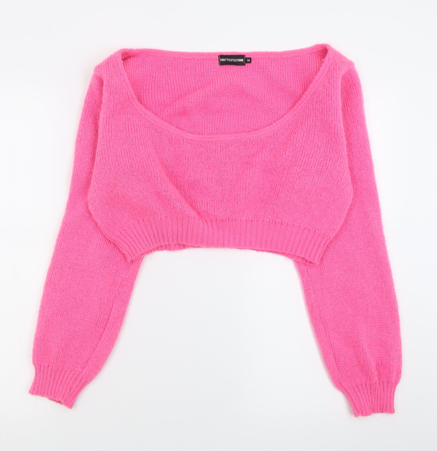 PRETTYLITTLETHING Womens Pink Scoop Neck  Acrylic Pullover Jumper Size M