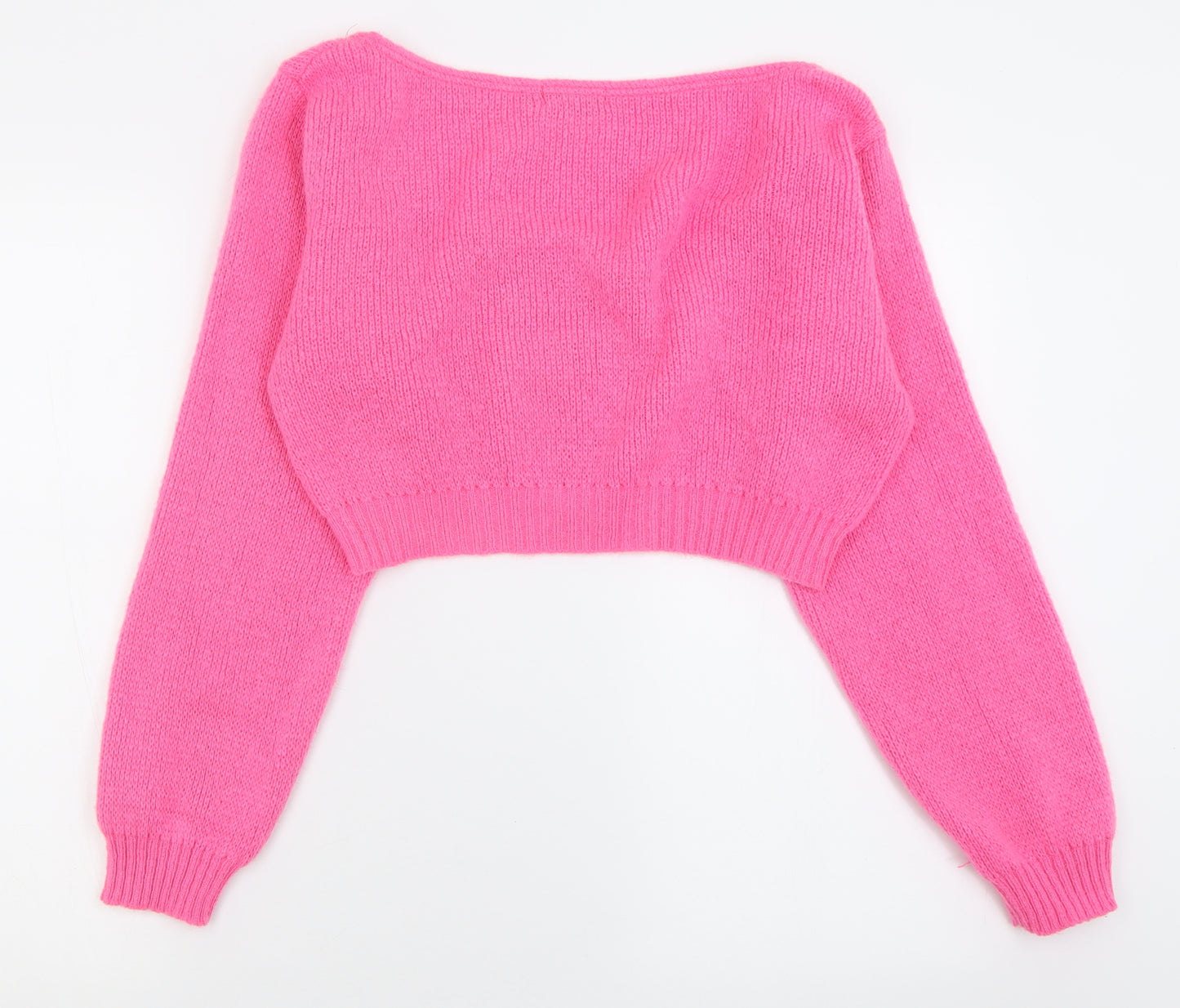 PRETTYLITTLETHING Womens Pink Scoop Neck  Acrylic Pullover Jumper Size M