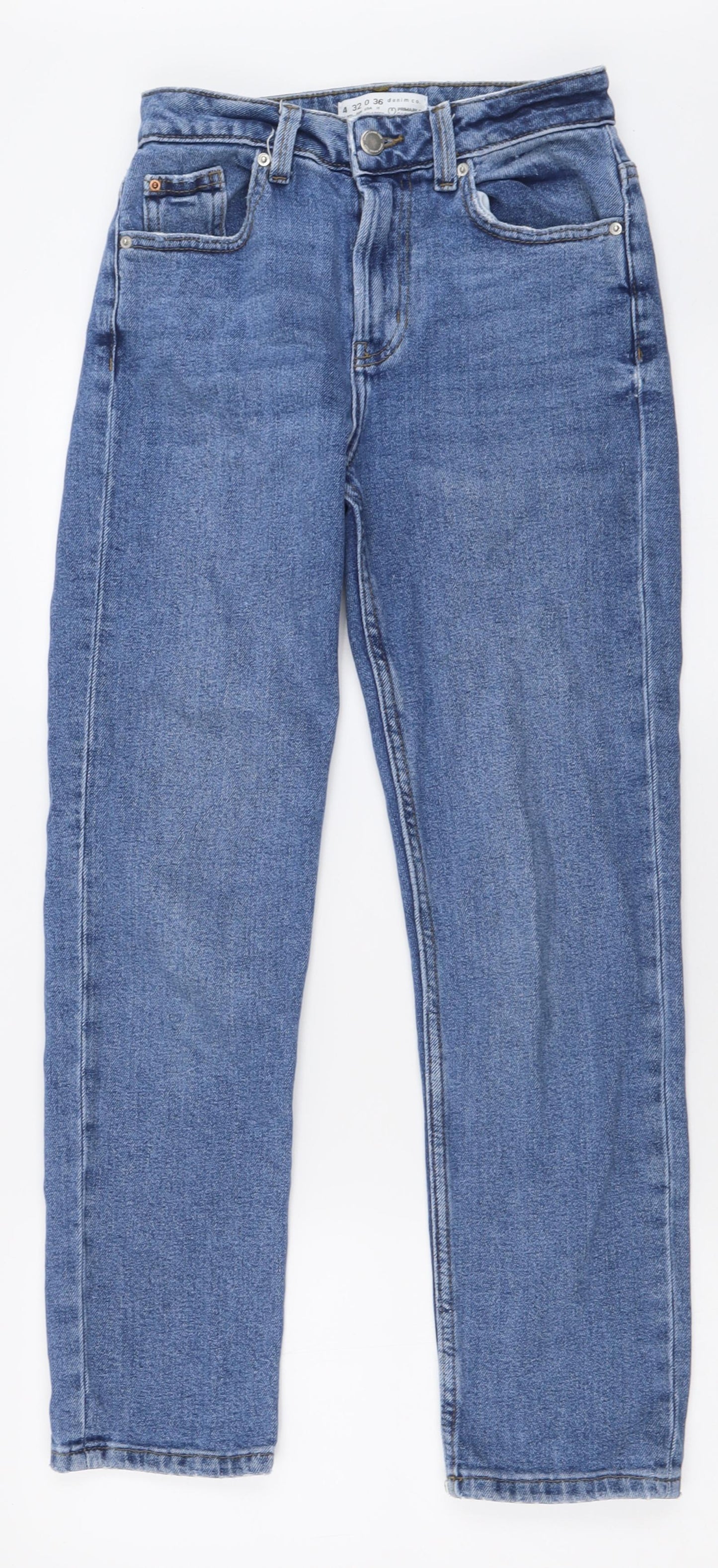 Denim & Co. Womens Blue  Cotton Straight Jeans Size 4 L27 in Regular Button