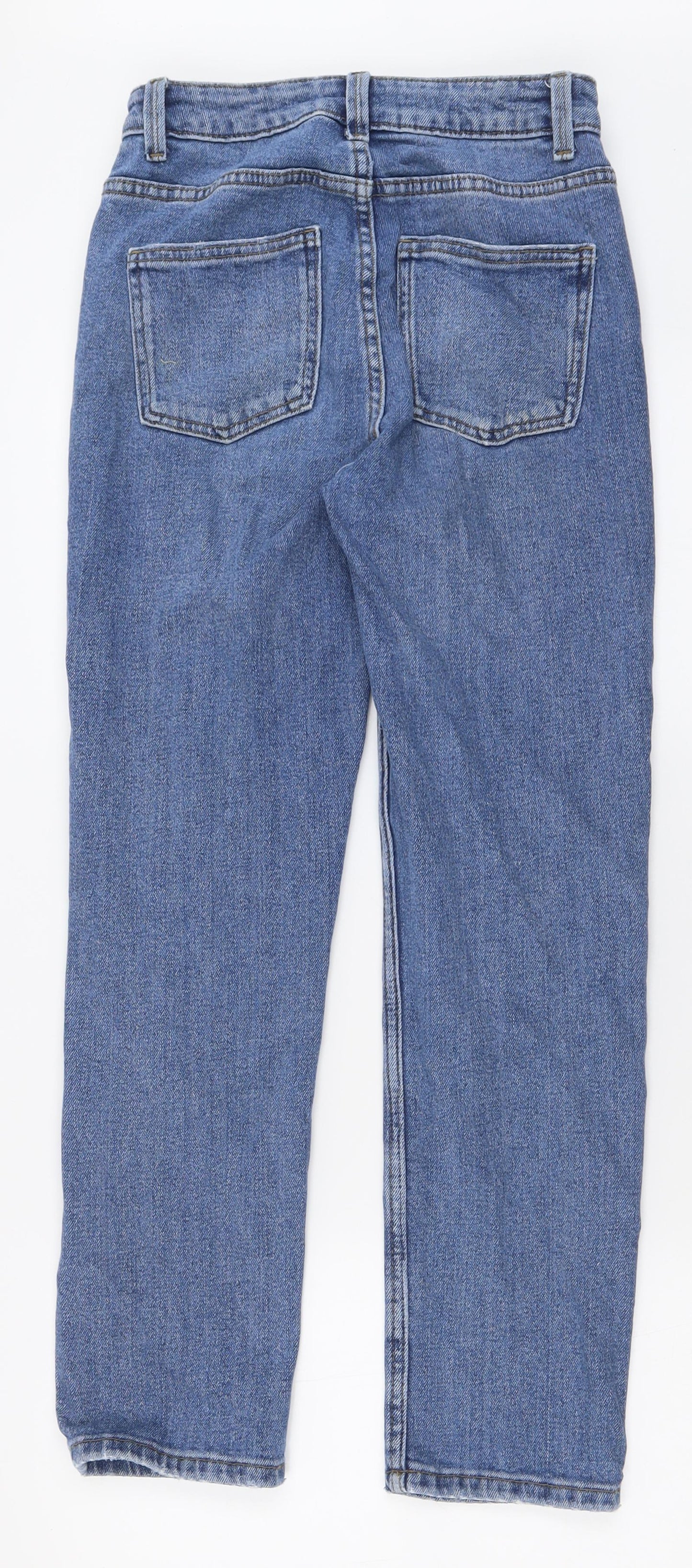 Denim & Co. Womens Blue  Cotton Straight Jeans Size 4 L27 in Regular Button
