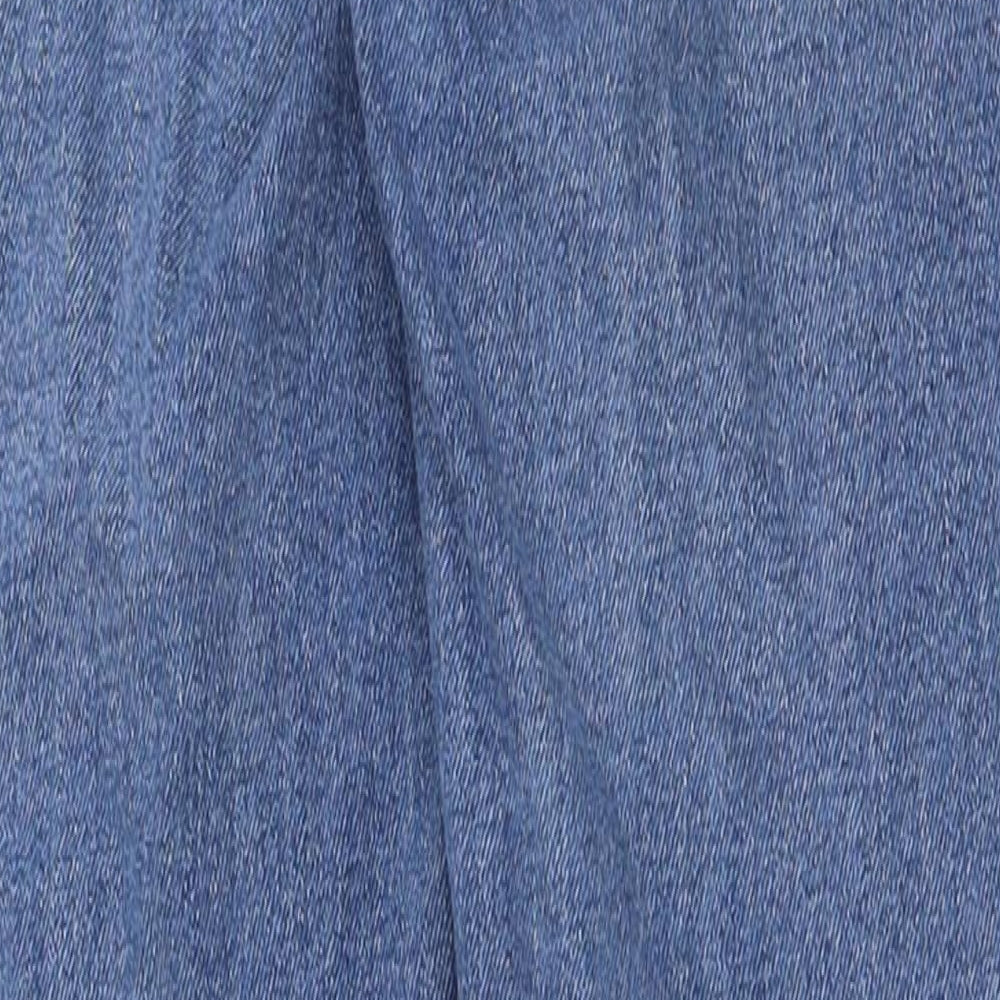 Denim & Co. Womens Blue  Cotton Straight Jeans Size 4 L27 in Regular Button