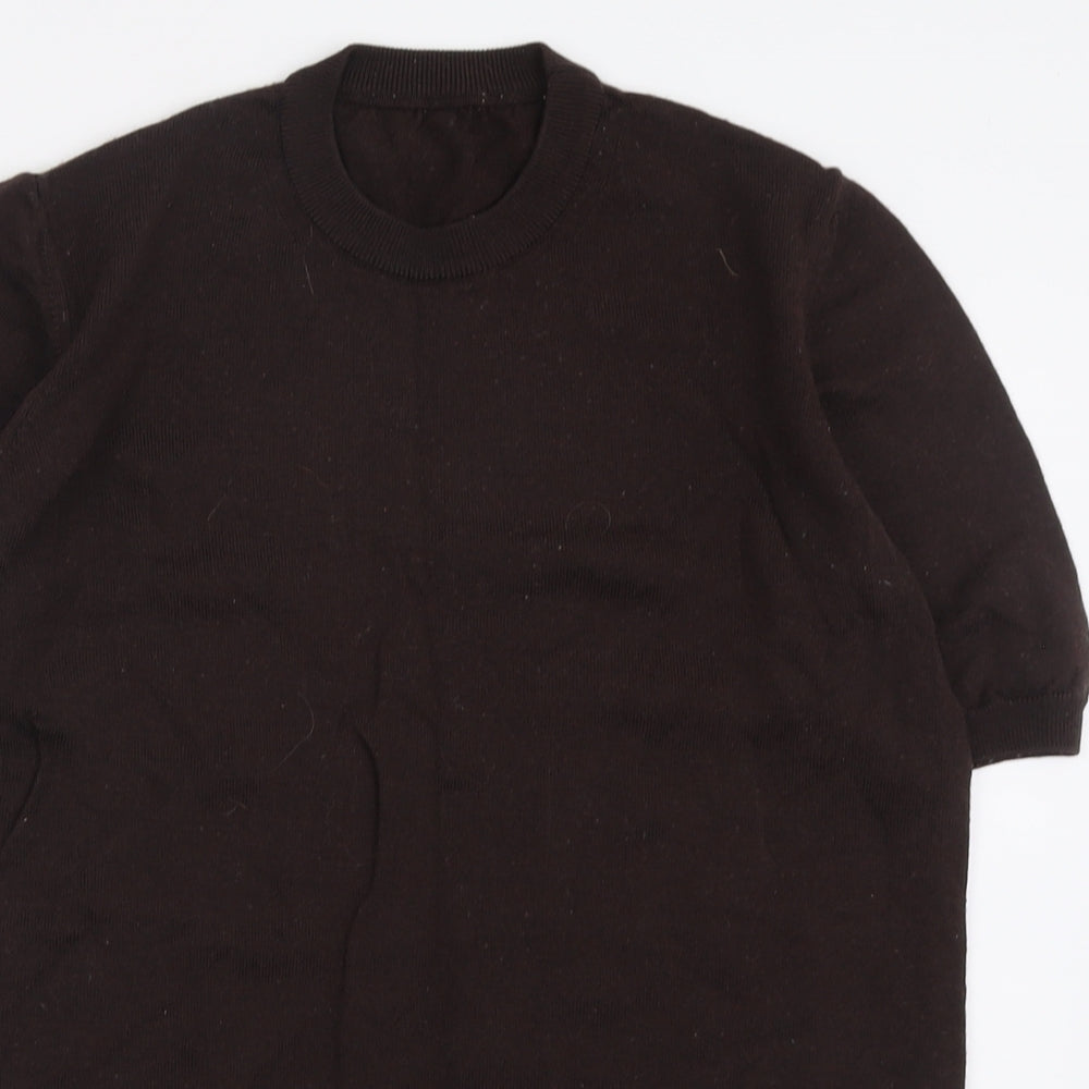 Preworn Womens Brown Crew Neck  Wool Pullover Jumper Size 14