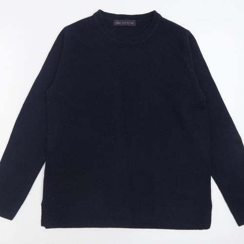 Marks and Spencer Womens Blue Crew Neck  Acrylic Pullover Jumper Size 10