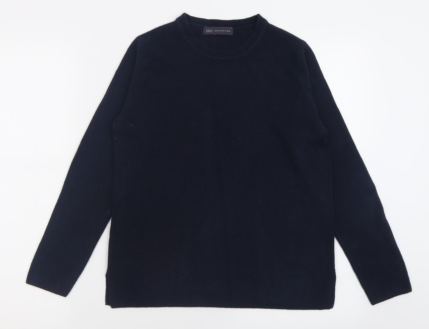 Marks and Spencer Womens Blue Crew Neck  Acrylic Pullover Jumper Size 10