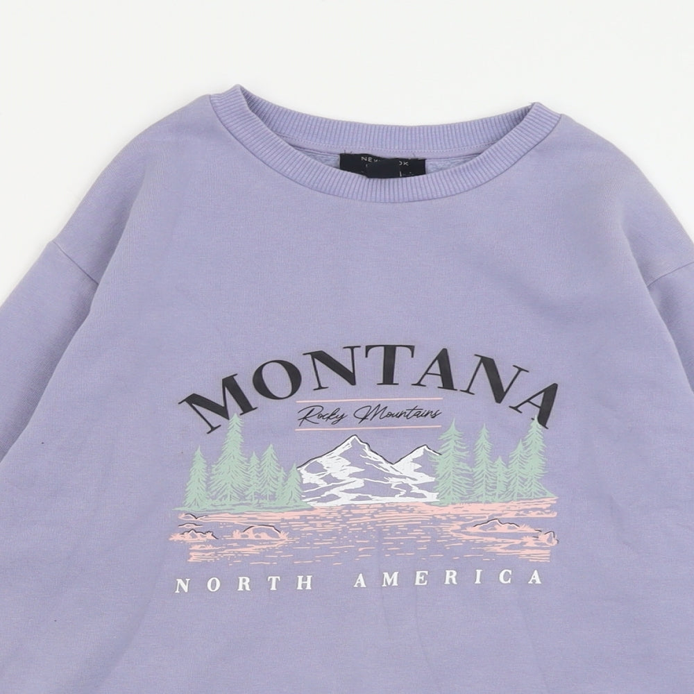 New Look Girls Purple  Cotton Pullover Sweatshirt Size 10-11 Years  Pullover - Montana