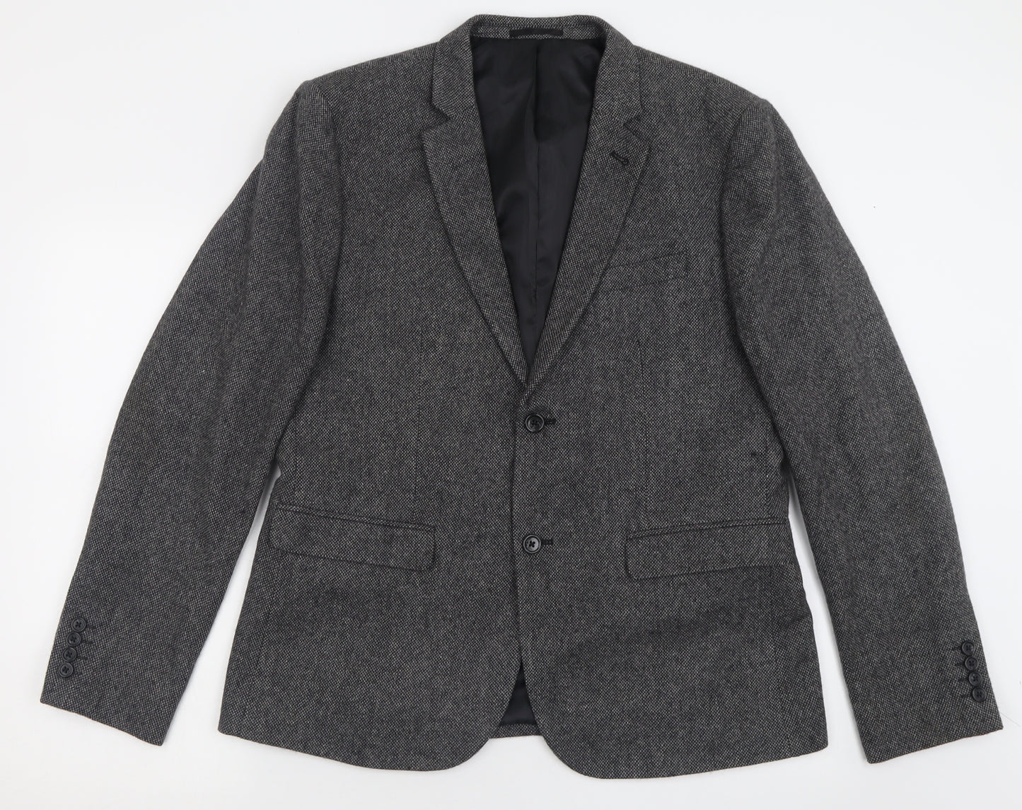 New Look Mens Grey  Wool Jacket Suit Jacket Size 42