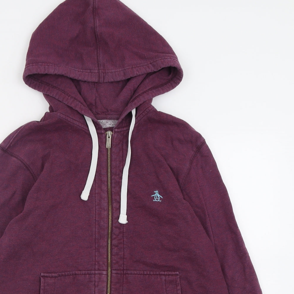 Penguin Mens Purple  Cotton Full Zip Hoodie Size M