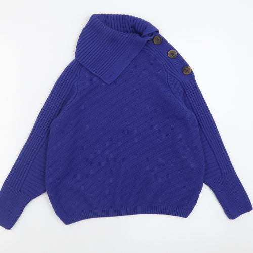 Marks and Spencer Womens Blue High Neck  Acrylic Pullover Jumper Size S