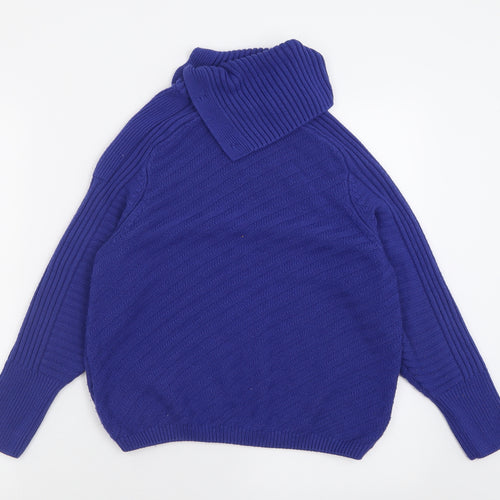 Marks and Spencer Womens Blue High Neck  Acrylic Pullover Jumper Size S