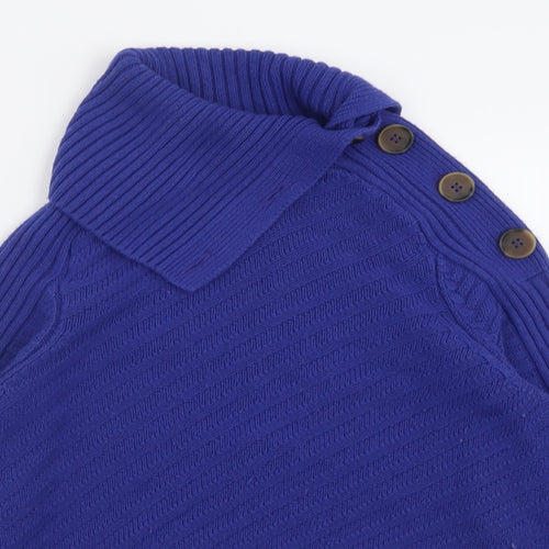Marks and Spencer Womens Blue High Neck  Acrylic Pullover Jumper Size S