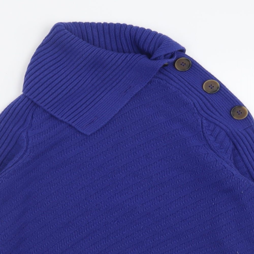 Marks and Spencer Womens Blue High Neck  Acrylic Pullover Jumper Size S