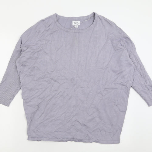 Saint Womens Purple Crew Neck  Viscose Pullover Jumper Size L