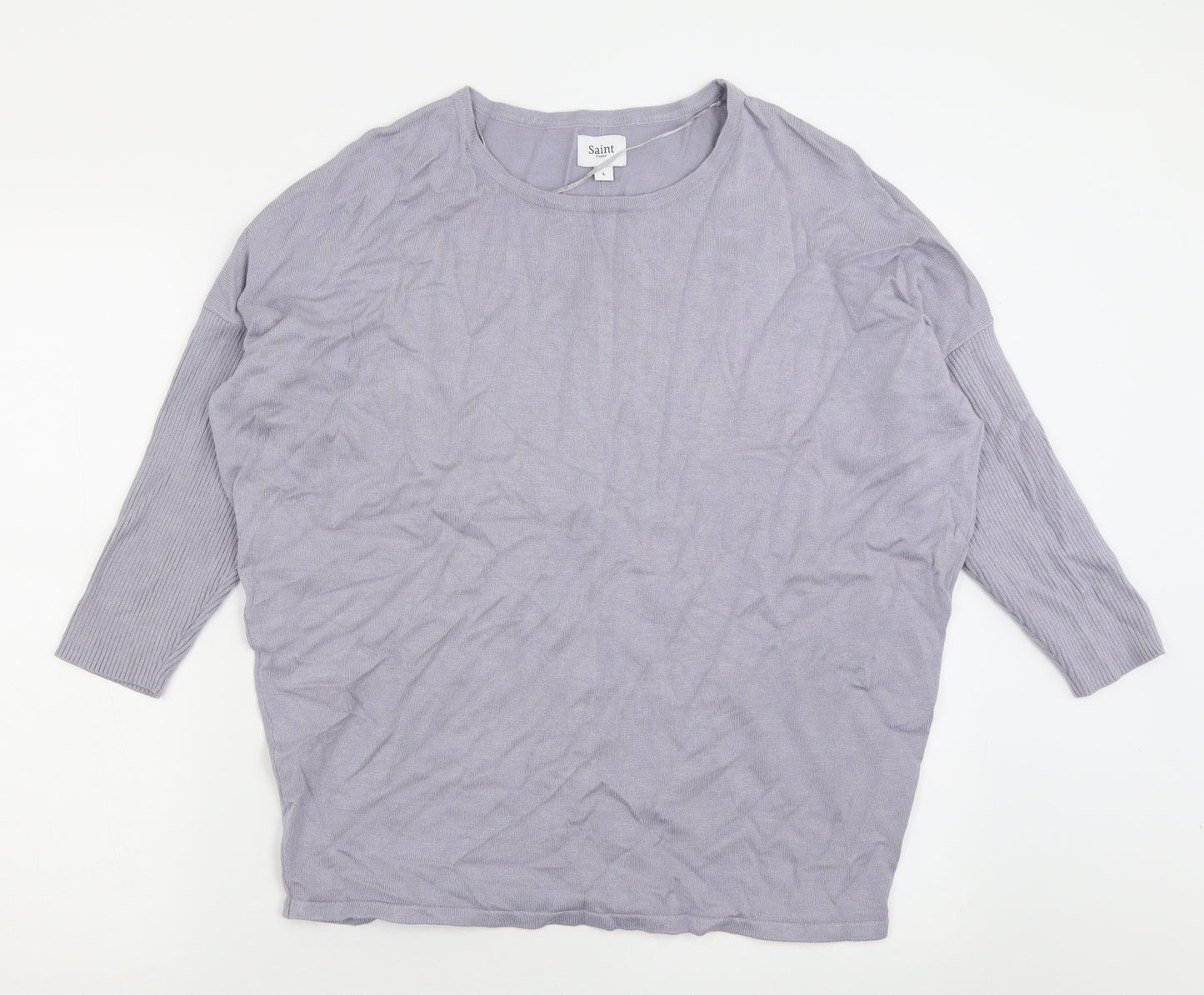 Saint Womens Purple Crew Neck  Viscose Pullover Jumper Size L