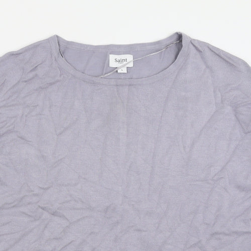 Saint Womens Purple Crew Neck  Viscose Pullover Jumper Size L