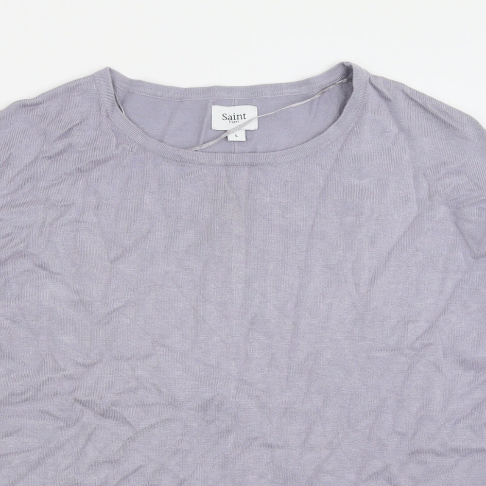 Saint Womens Purple Crew Neck  Viscose Pullover Jumper Size L