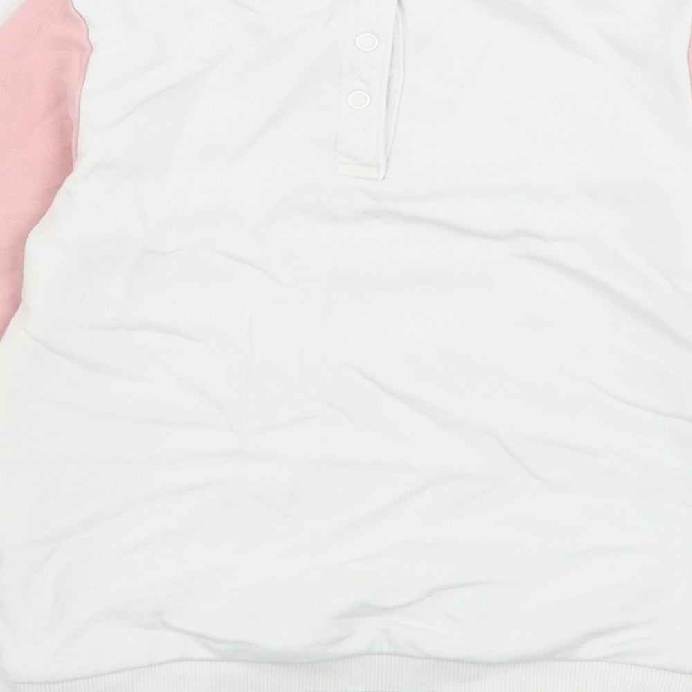 Marks and Spencer Girls Pink  Cotton Pullover Sweatshirt Size 5-6 Years  Button - Flamingo