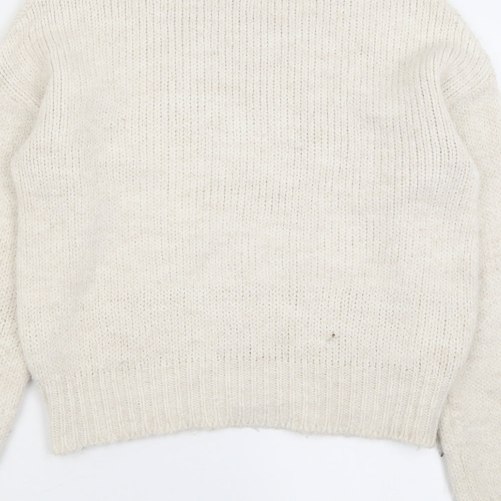 Primark Womens Ivory Roll Neck  Acrylic Pullover Jumper Size XL