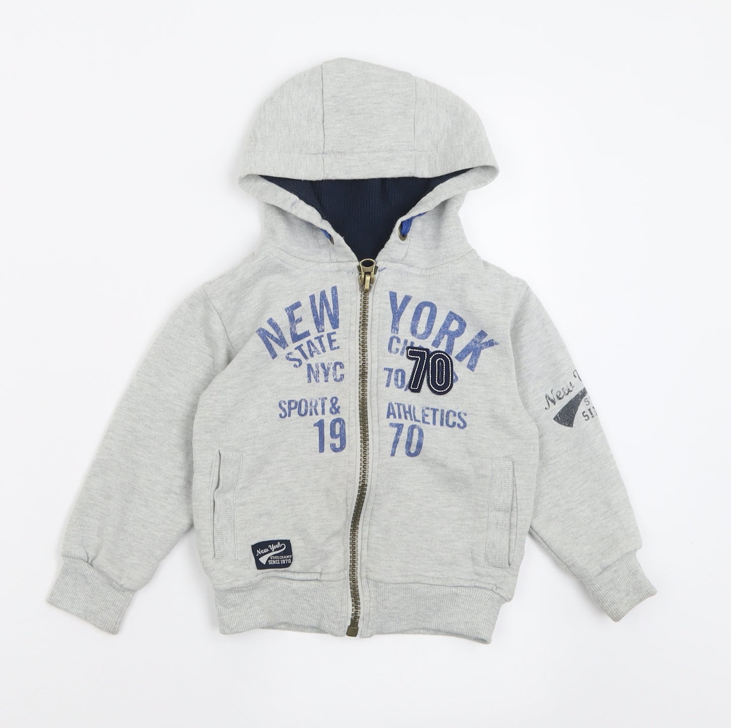 Rebel Boys Grey  Polyester Full Zip Hoodie Size 2-3 Years  Zip