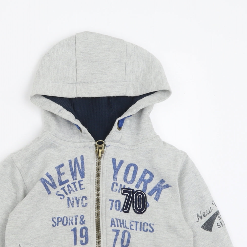 Rebel Boys Grey  Polyester Full Zip Hoodie Size 2-3 Years  Zip