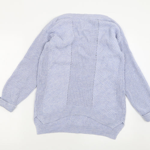 Marks and Spencer Womens Blue Crew Neck  Cotton Pullover Jumper Size S