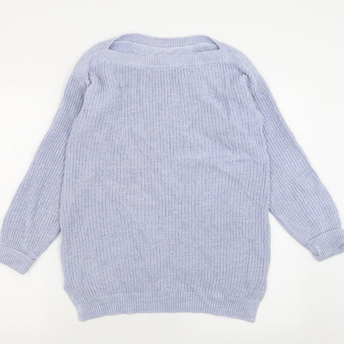 Marks and Spencer Womens Blue Crew Neck  Cotton Pullover Jumper Size S