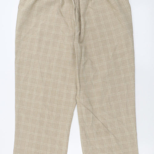 Sarah Hamilton Womens Beige Check Polyester Trousers  Size 16 L26 in Regular
