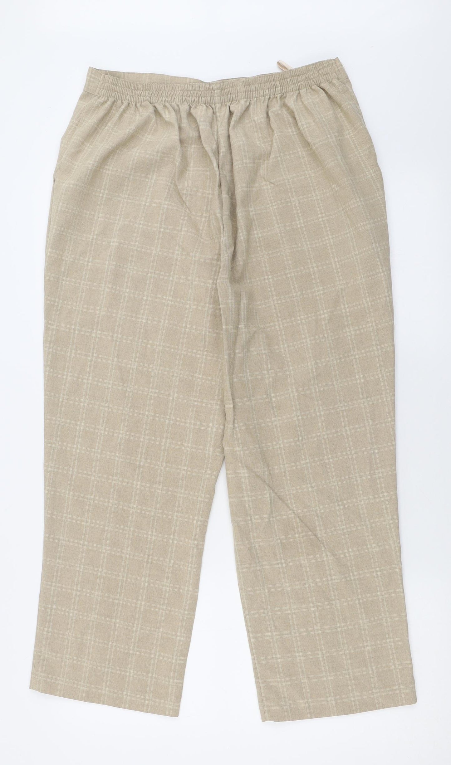 Sarah Hamilton Womens Beige Check Polyester Trousers  Size 16 L26 in Regular