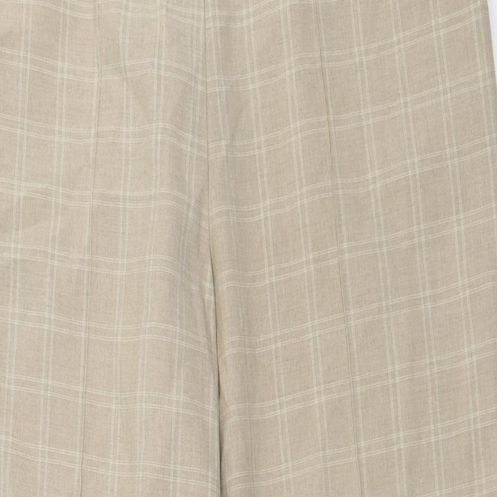 Sarah Hamilton Womens Beige Check Polyester Trousers  Size 16 L26 in Regular