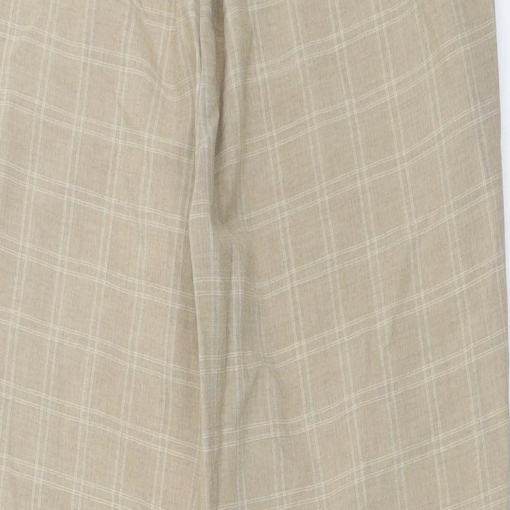 Sarah Hamilton Womens Beige Check Polyester Trousers  Size 16 L26 in Regular