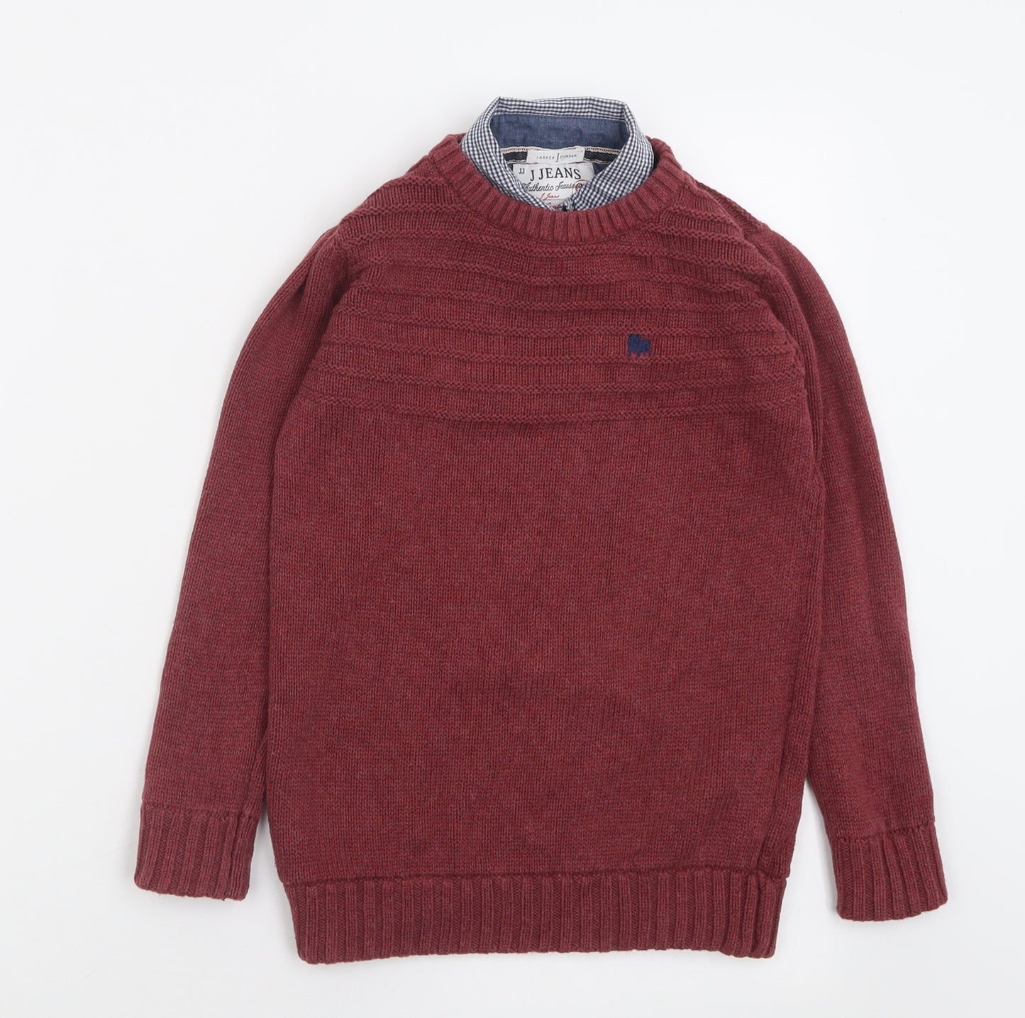 Jasper Conran Boys Red Collared  Cotton Pullover Jumper Size 6-7 Years  Pullover
