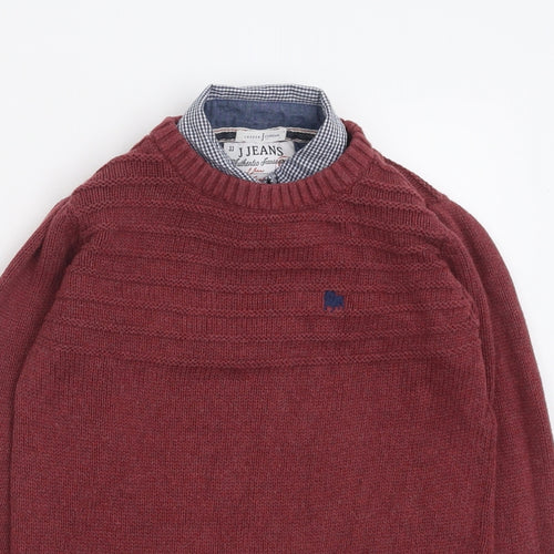 Jasper Conran Boys Red Collared  Cotton Pullover Jumper Size 6-7 Years  Pullover