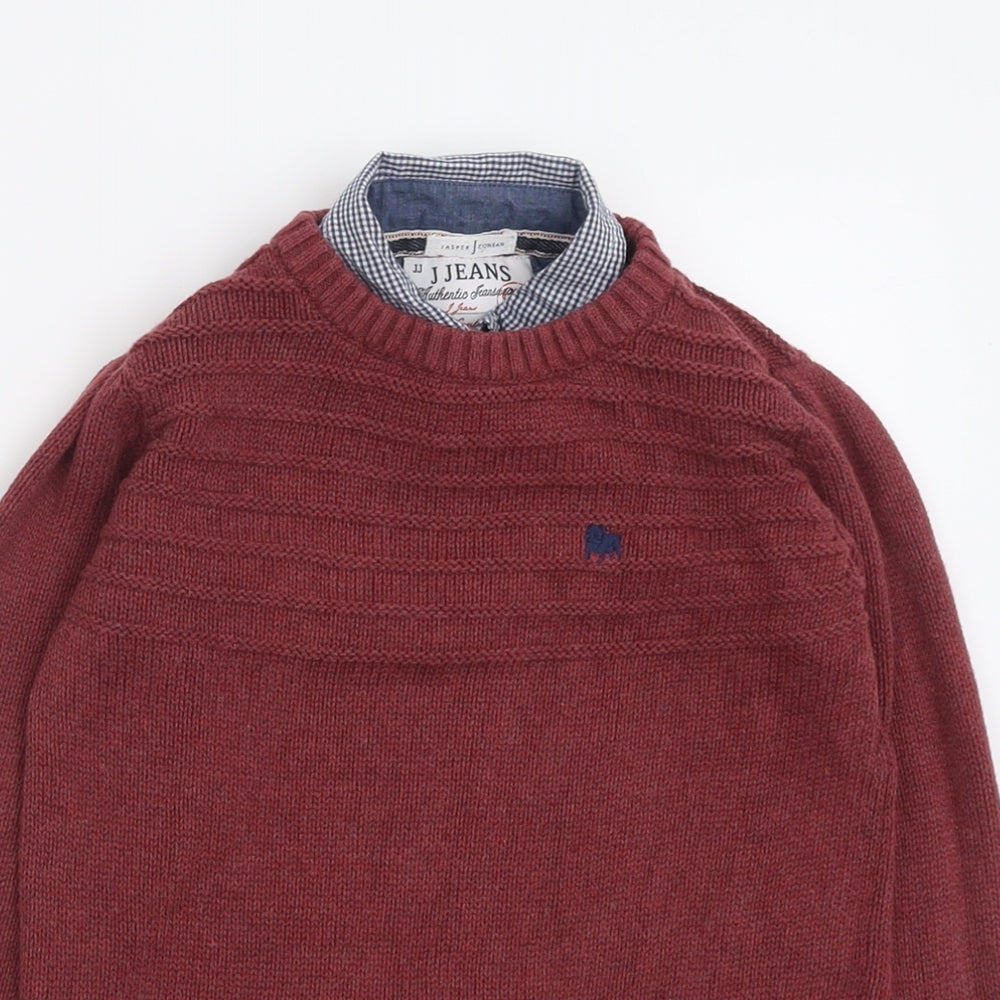 Jasper Conran Boys Red Collared  Cotton Pullover Jumper Size 6-7 Years  Pullover