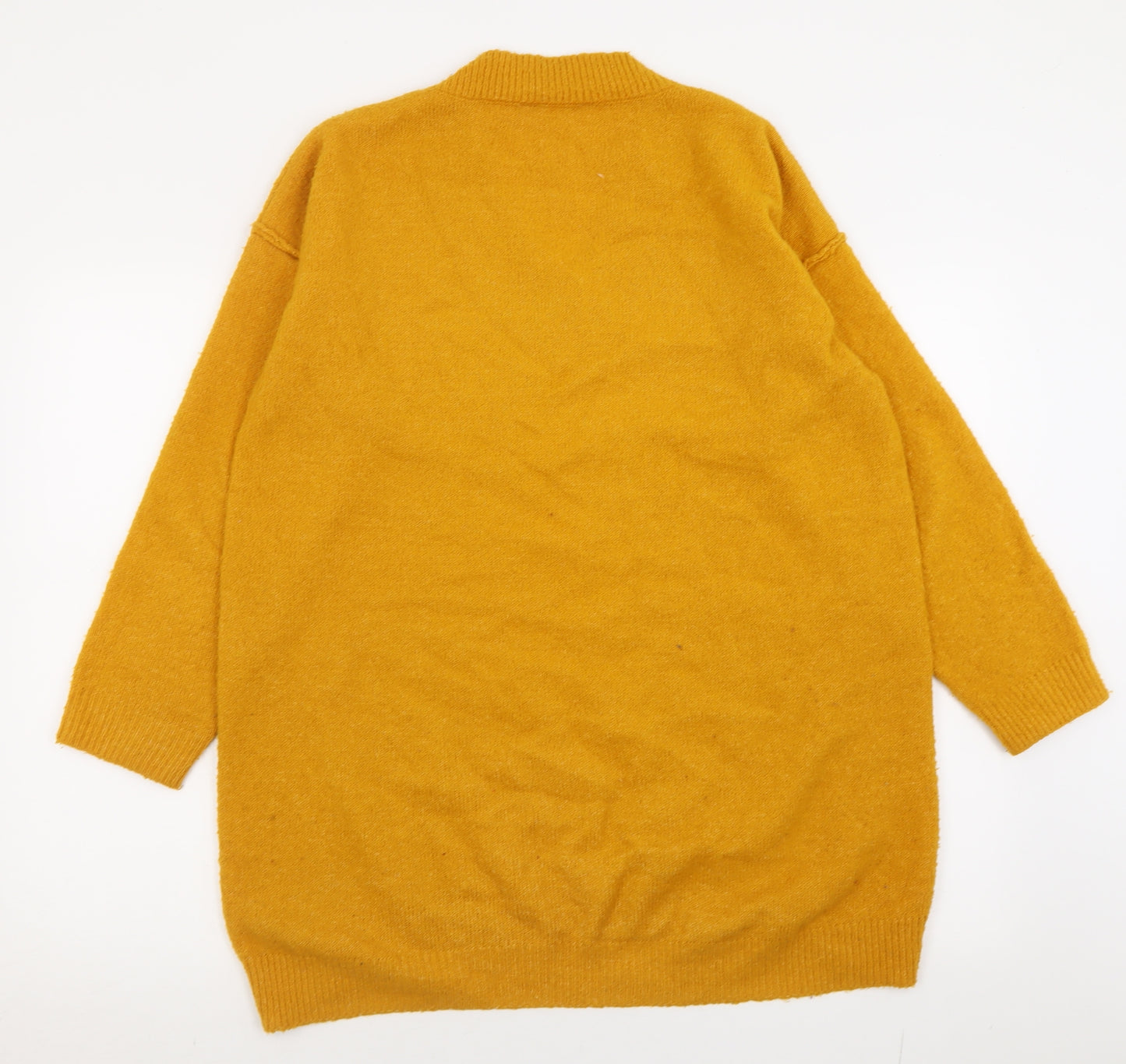 Red Herring Womens Yellow V-Neck  Acrylic Pullover Jumper Size 14