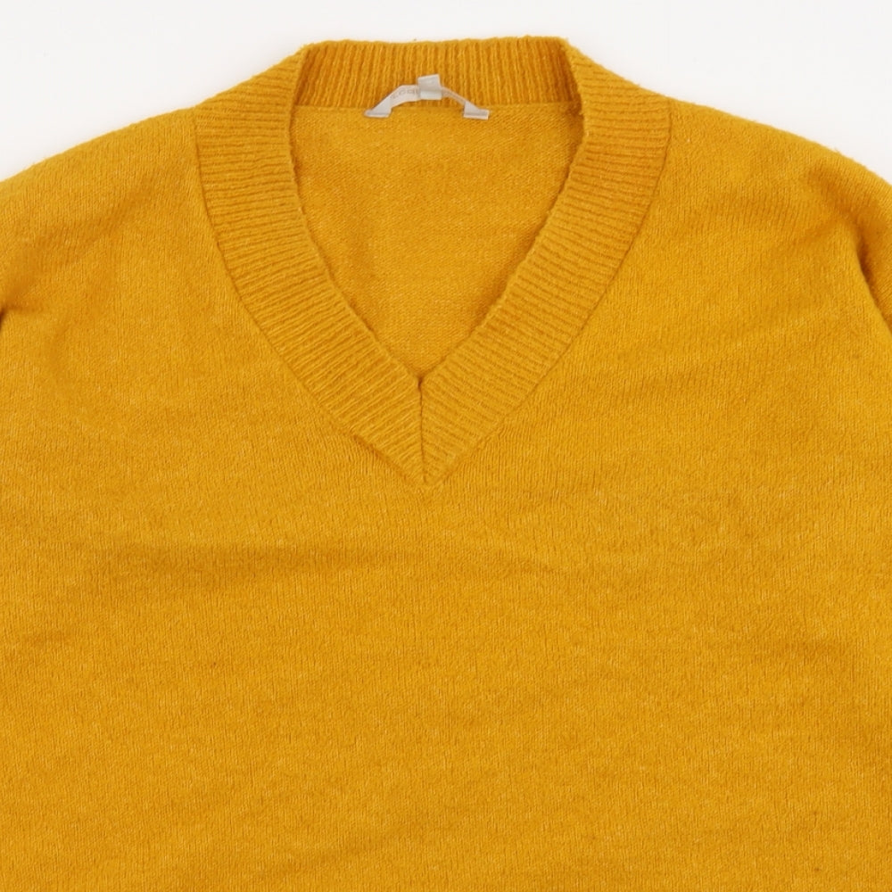 Red Herring Womens Yellow V-Neck  Acrylic Pullover Jumper Size 14