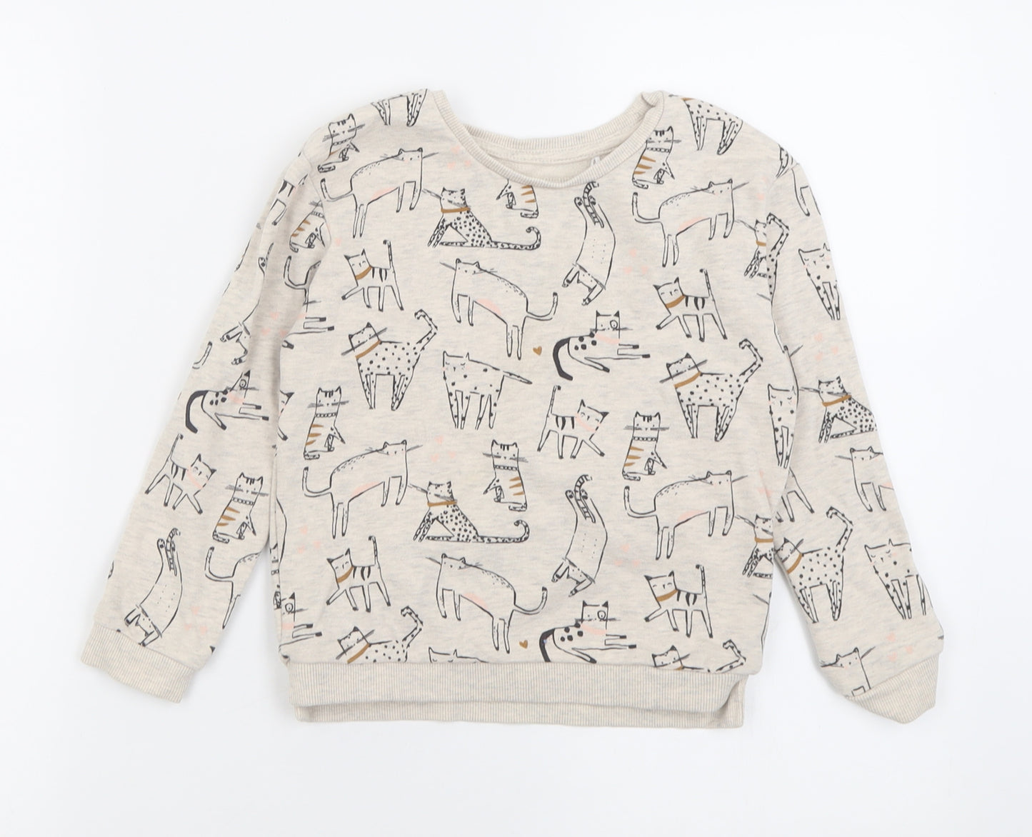 George Girls Grey Geometric Cotton Pullover Sweatshirt Size 5-6 Years  Pullover - Cat