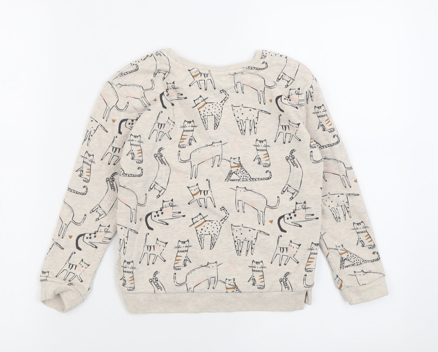 George Girls Grey Geometric Cotton Pullover Sweatshirt Size 5-6 Years  Pullover - Cat