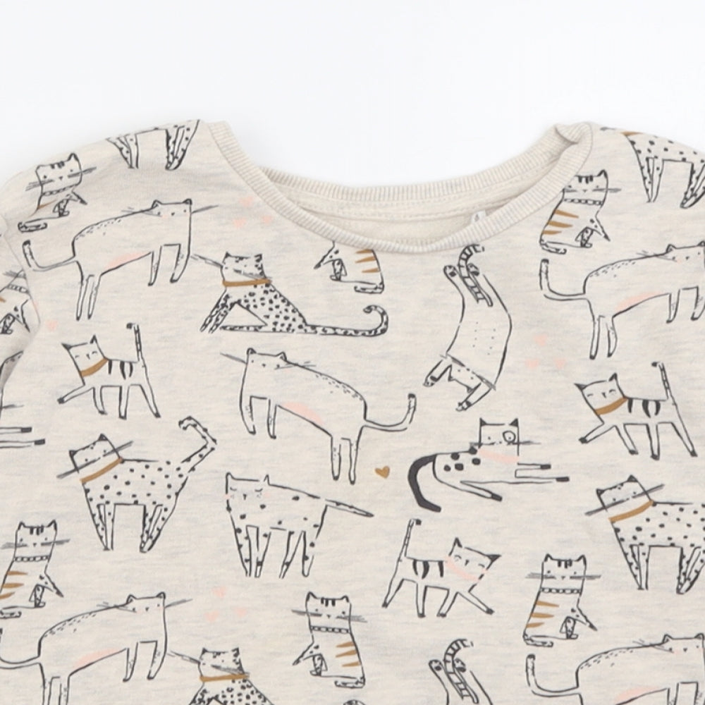 George Girls Grey Geometric Cotton Pullover Sweatshirt Size 5-6 Years  Pullover - Cat