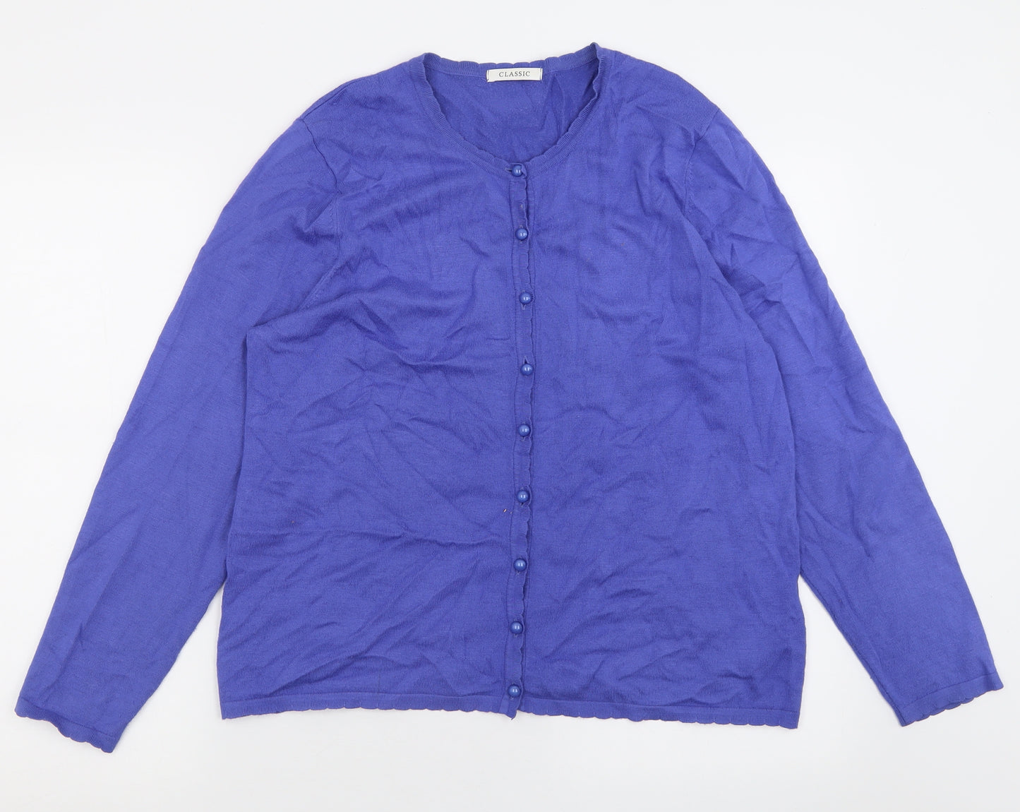 Classic Womens Purple Crew Neck  Viscose Cardigan Jumper Size 20