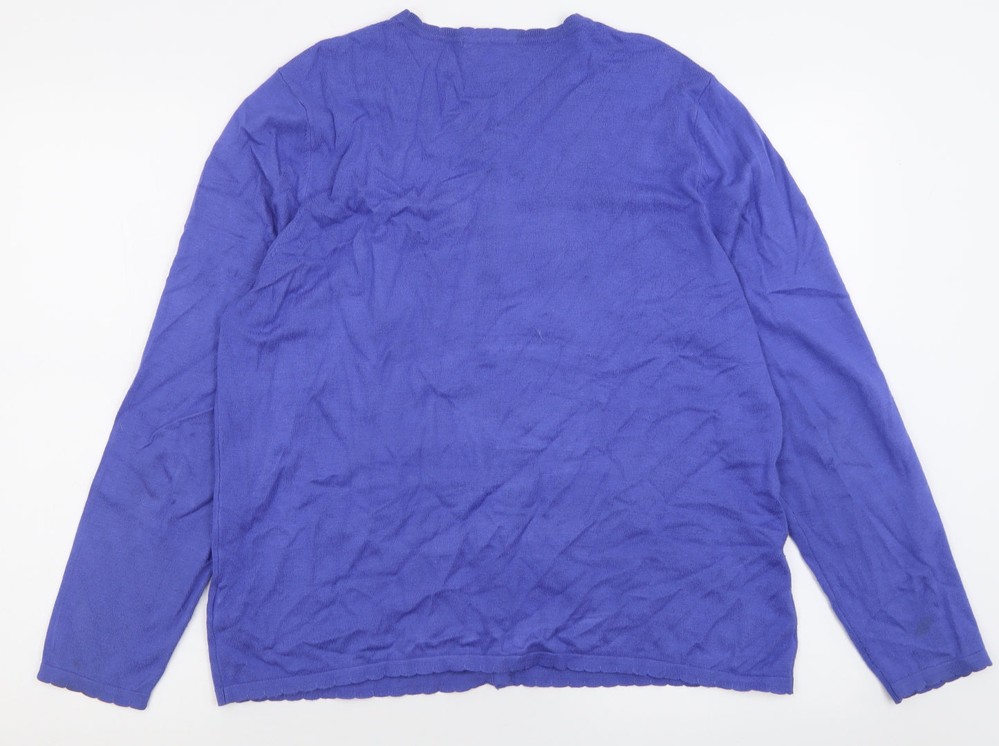 Classic Womens Purple Crew Neck  Viscose Cardigan Jumper Size 20