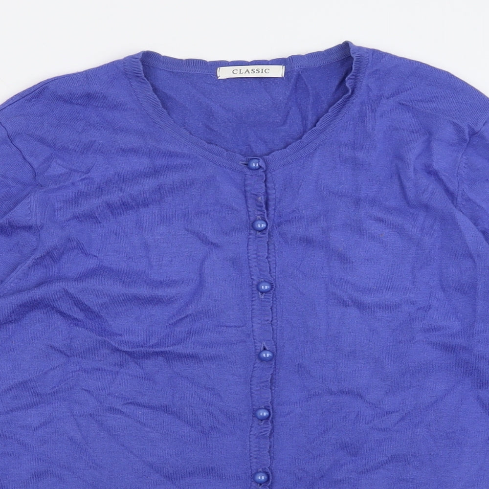 Classic Womens Purple Crew Neck  Viscose Cardigan Jumper Size 20