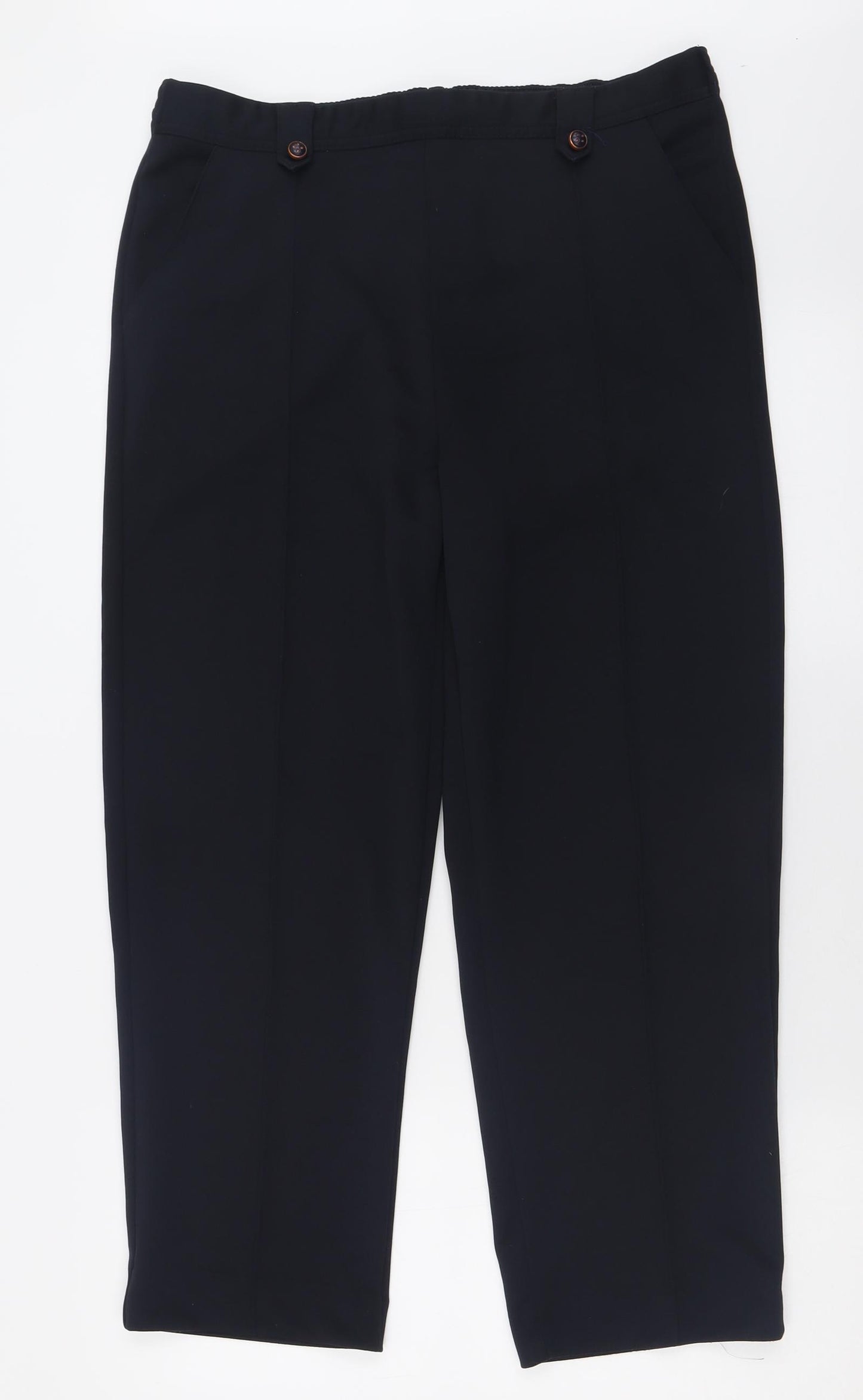 BM Womens Blue  Polyester Trousers  Size 14 L28 in Regular