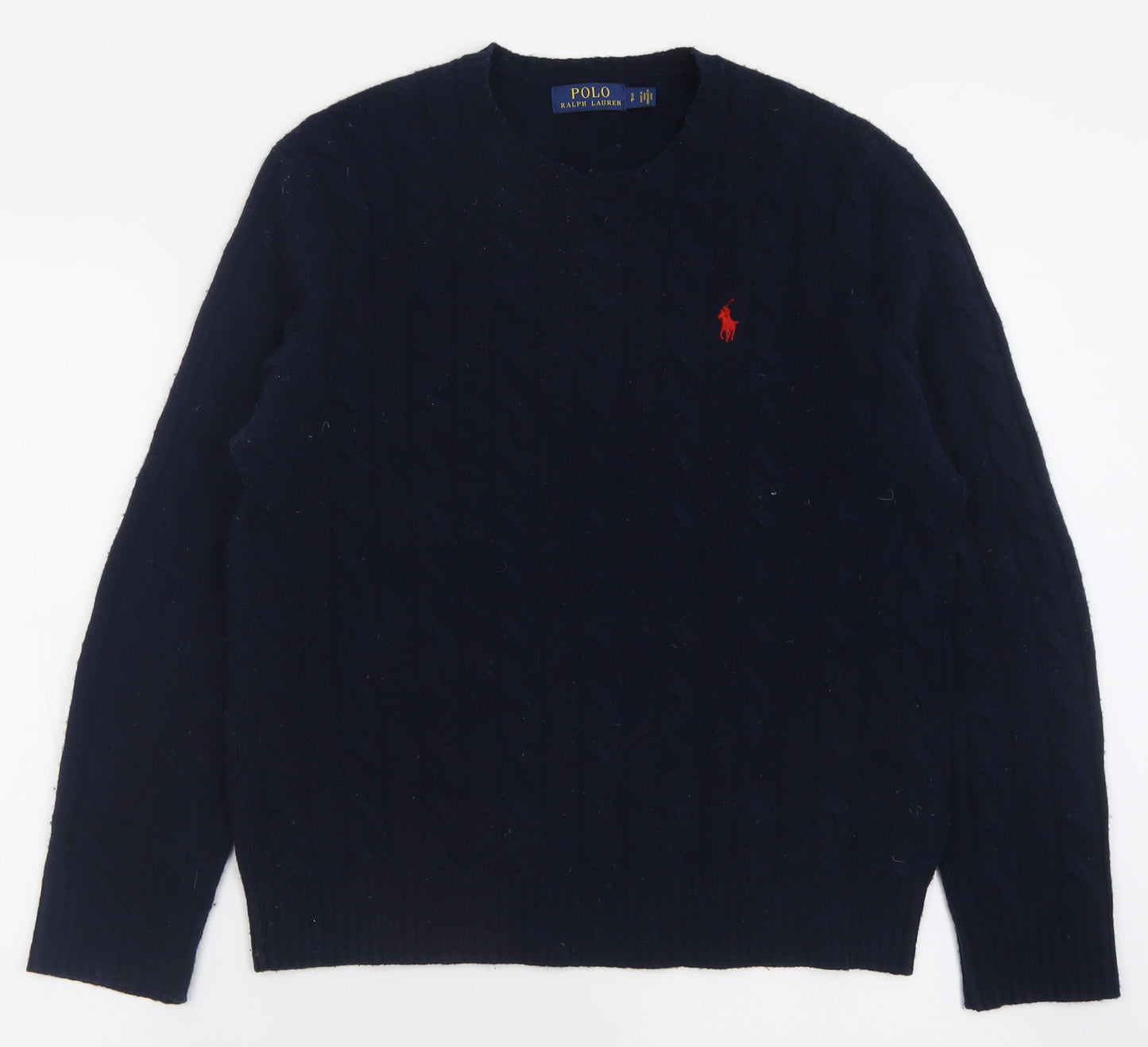 Ralph Lauren Mens Blue Crew Neck  Wool Pullover Jumper Size S