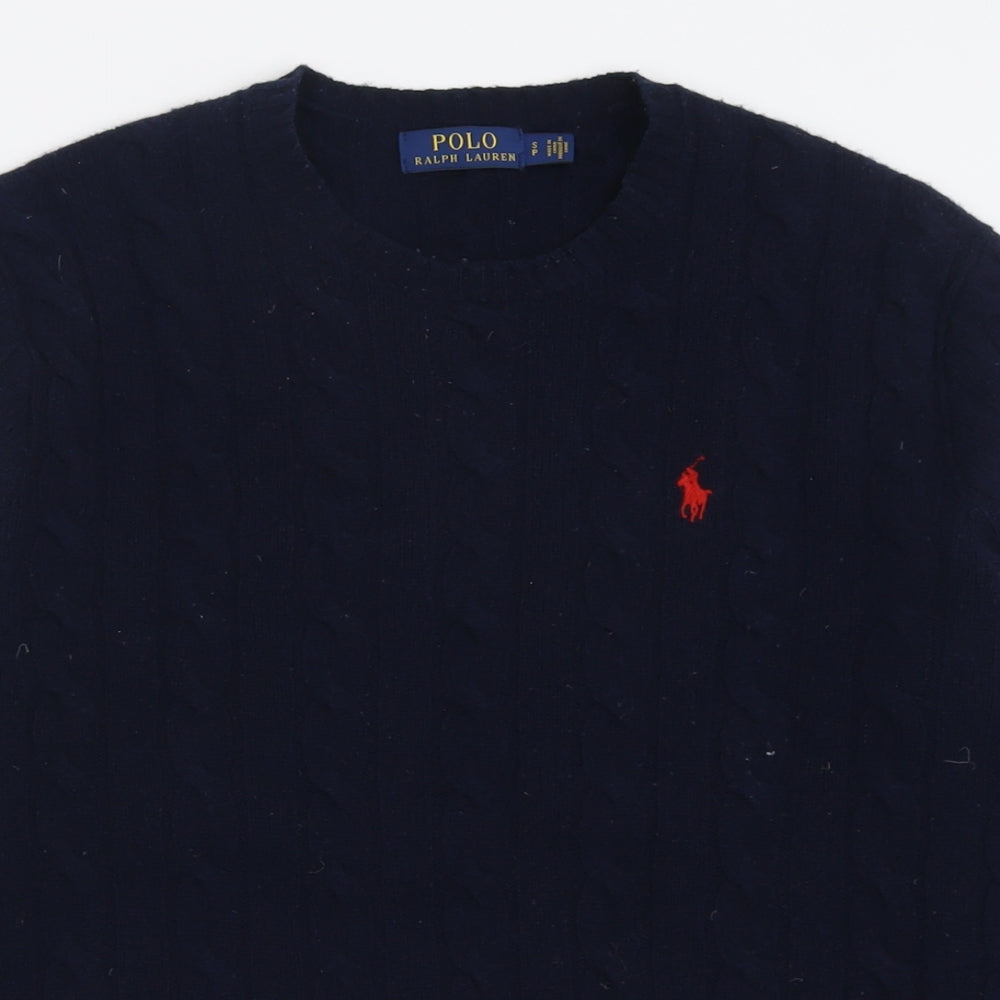 Ralph Lauren Mens Blue Crew Neck  Wool Pullover Jumper Size S