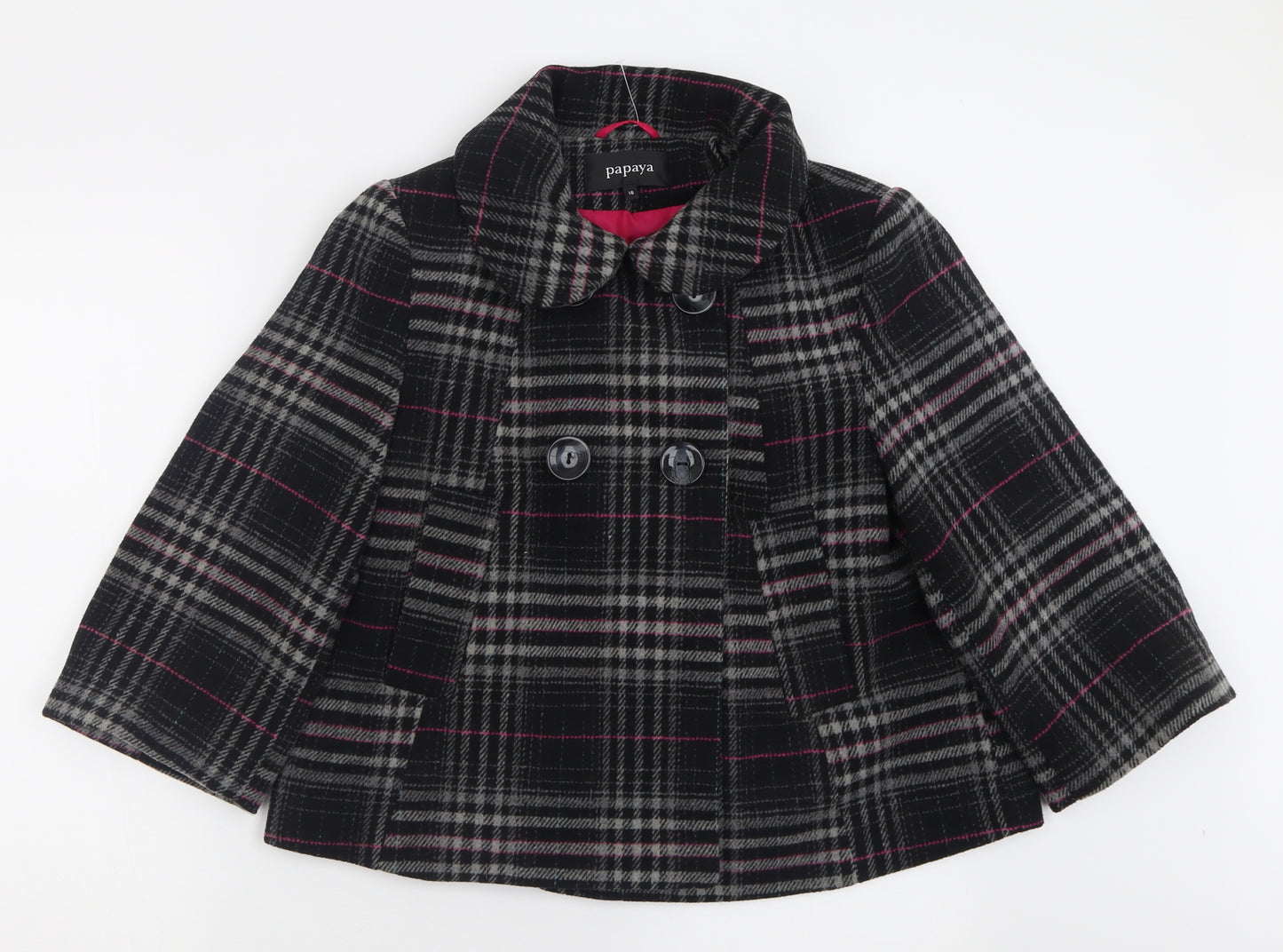 Papaya Womens Black Check  Jacket  Size 16  Button