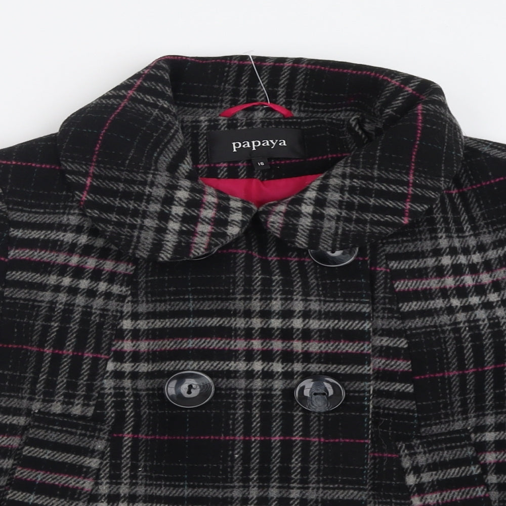 Papaya Womens Black Check  Jacket  Size 16  Button