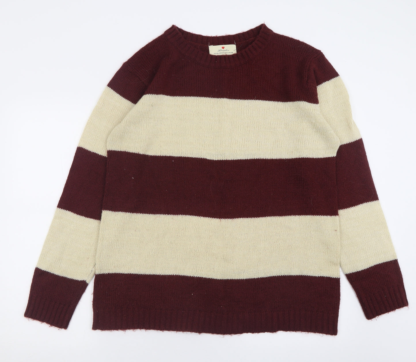 Atmosphere Womens Red Crew Neck Striped Acrylic Pullover Jumper Size 20